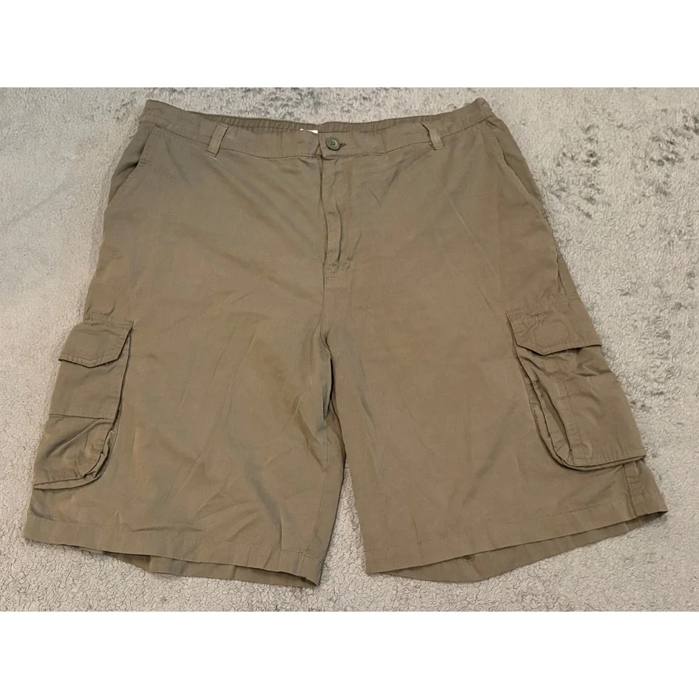 OP Ocean Pacific Mens Cargo Shorts XXL Green Khaki Elastic Waist OPW5101148